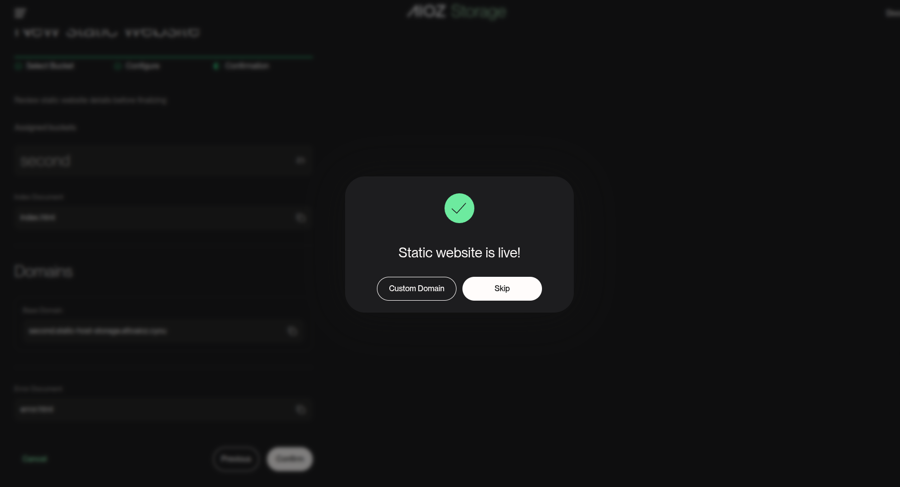Navigate via Bucket Settings