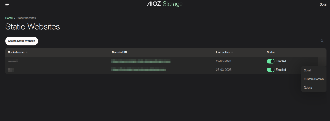 Navigate via Website List